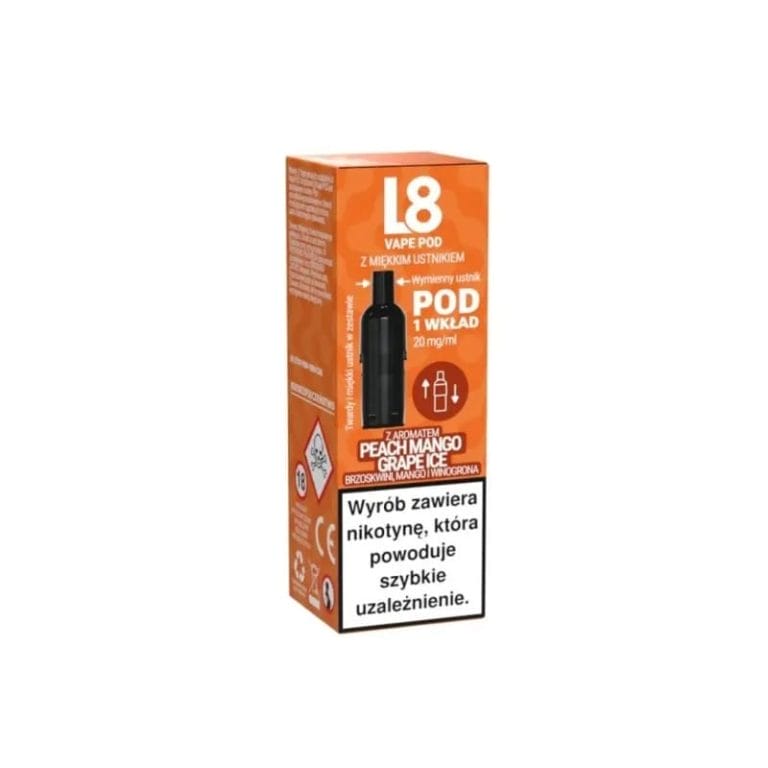 wklad l8 vape 800puff peach mango grape ice 20mg