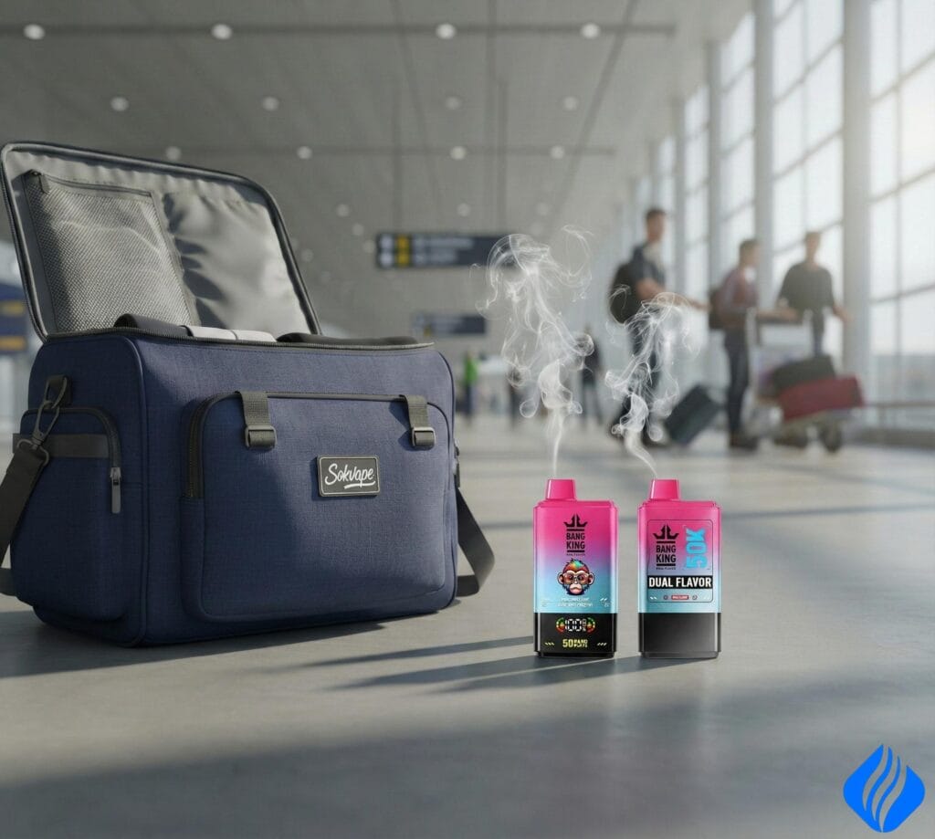 Ekran jednorazowego e-papierosa w trybie Boost lub Turbo, z widocznym, szybko spadającym procentowym wskaźnikiem baterii.